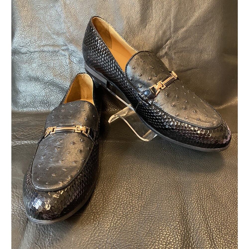 JITAI Mens Lindford Moc Toe Bit Slip-on Penny Loafer Sz 12 Shoes Texture Leather